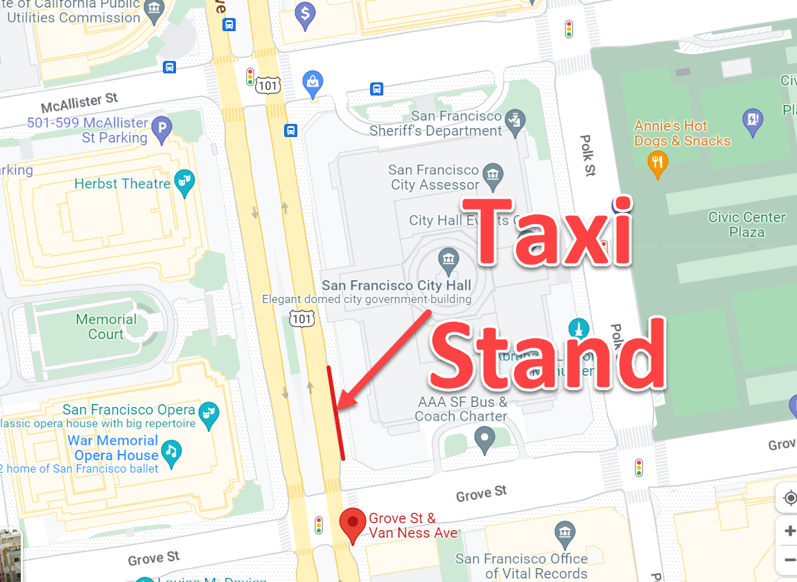 Map of the location of temporary taxi stand