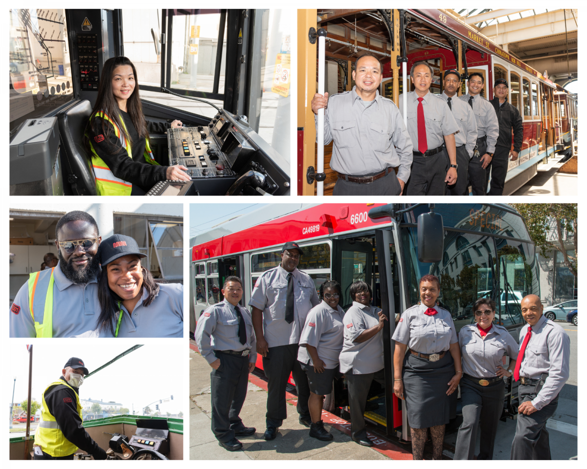 Collage of various Muni transit operators to celebrate Transit operator appreciation day