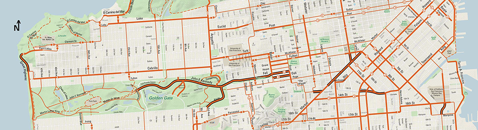Near-north slice of the SFMTA bike map