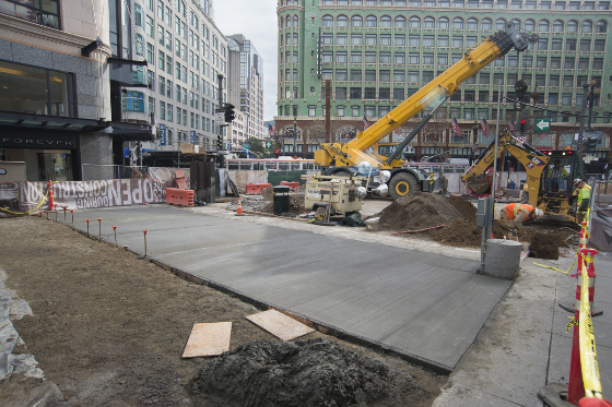 At the southern end of<br />
    Stockton Street, a cement walkway has been poured for pedestrians.