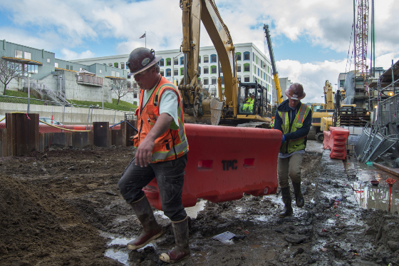 At the future Yerba Buena/Moscone Station, excavation of the site has begun.