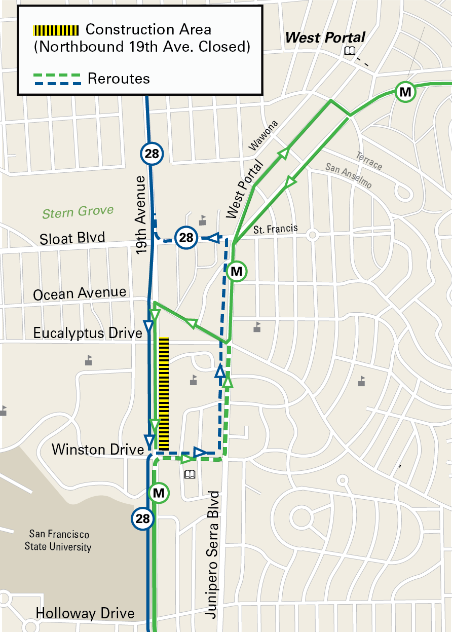 Bus Reroutes on 19th Ave