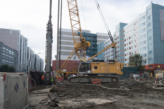 The crew finish building the remaining station walls for the future Yerba Buena/Moscone Station.