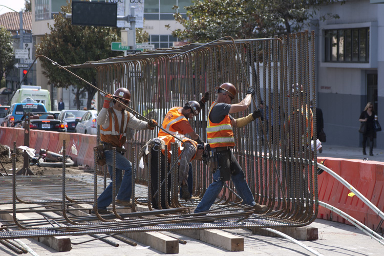 Photo of rebar construction on 4th Street