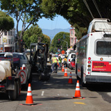 construction site and bus