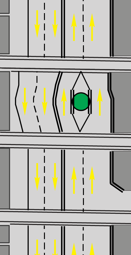 Diagram of lane shifts on Van Ness Avenue