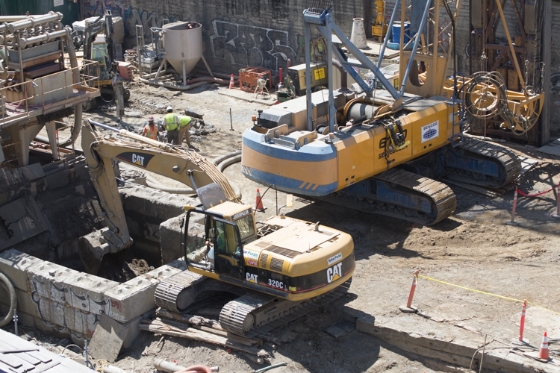 >Near the intersection of<br />
    Stockton and Washington streets, excavation of the future