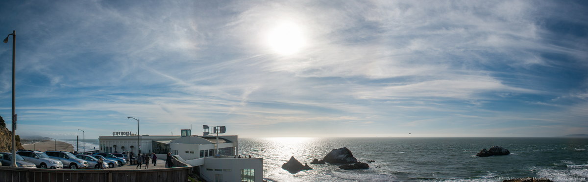 view of the pacific ocean and Ocean Beach from the Cliff House