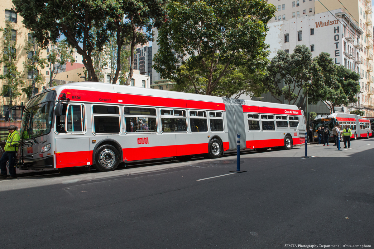 New buses on display next to Boedekker Park for today's Earth Day celebration.