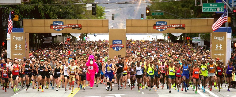 Runners take off at the head of the 2015 Zappos Bay to Breakers race.