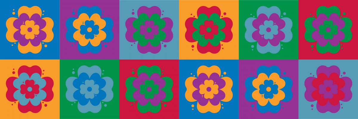 Graphic collage of flowers to celebrate API Heritage Month