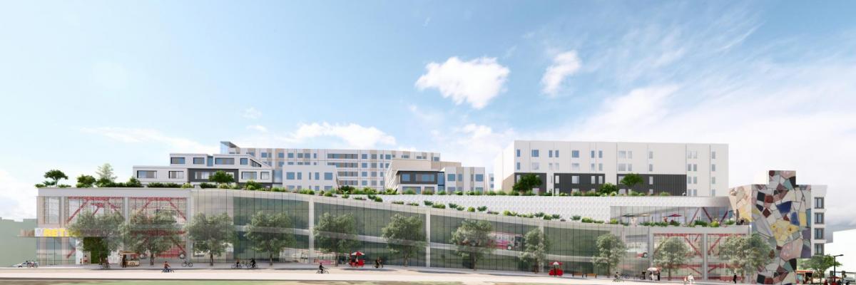 conceptual rendering of Potrero Yard from Franklin Square Park