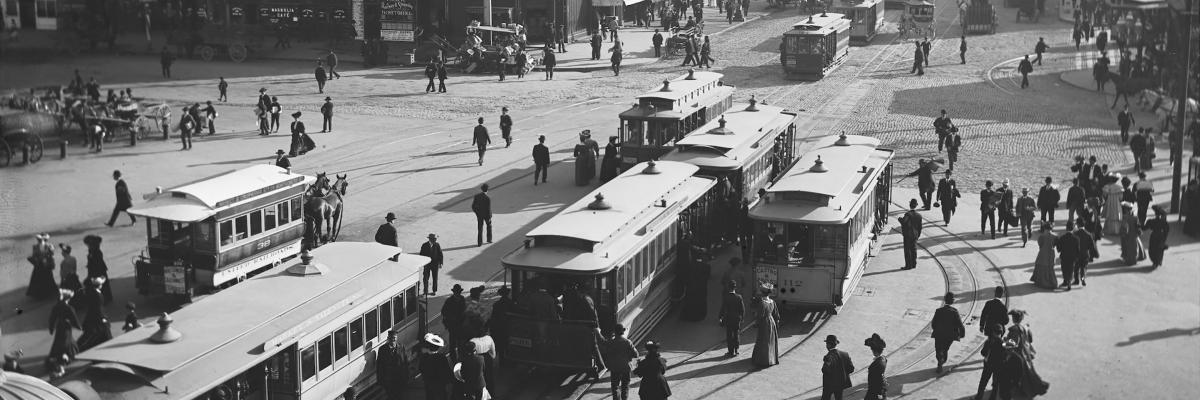 Back Up of Cable Cars at Turntable From Ferry Building | August 23, 1905
