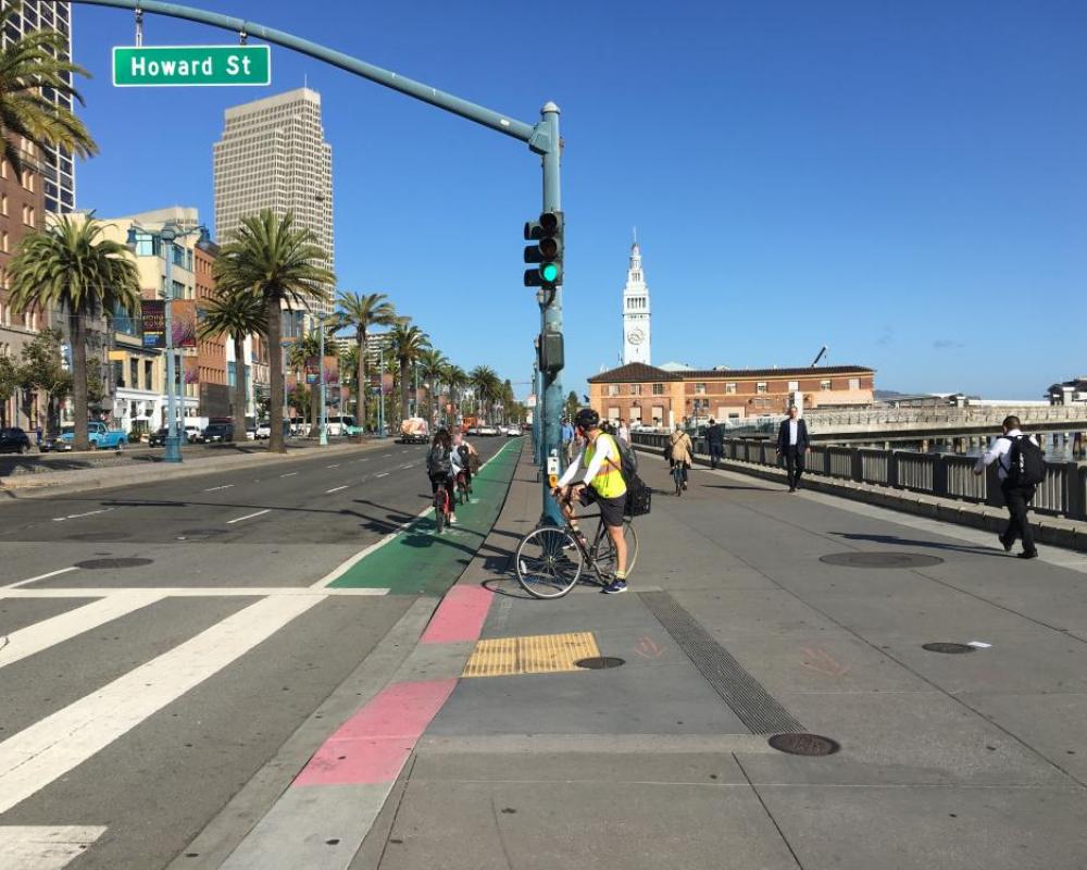 View of The Embarcadero at Howard, looking north