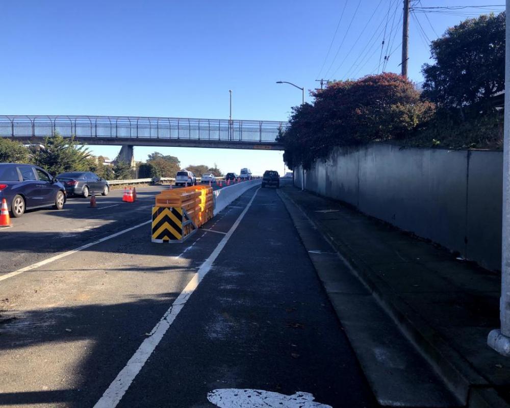 K-rail barriers being installed for protected bikeway
