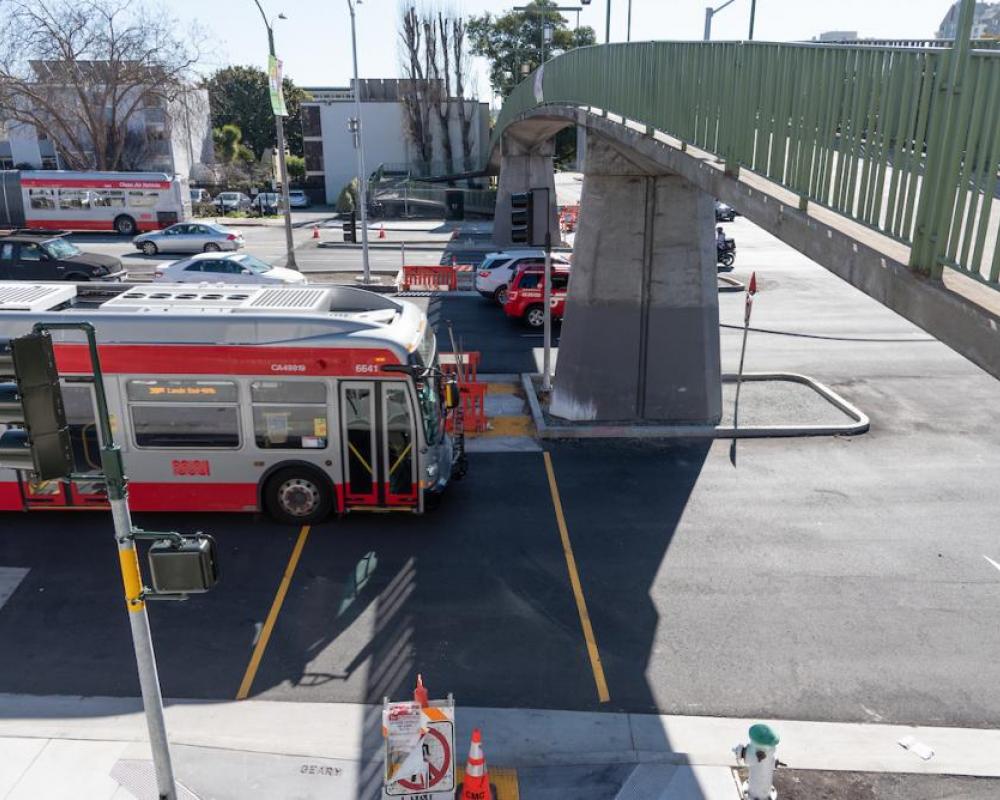 Image of new crosswalk being built at Webster next to the pedestrian bridge