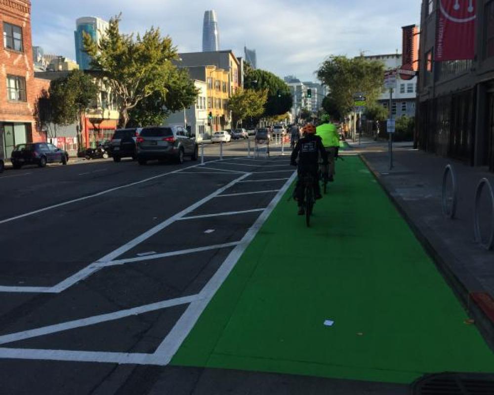 Bike lane on Folsom near Sherman streets (2017 near-term improvement)