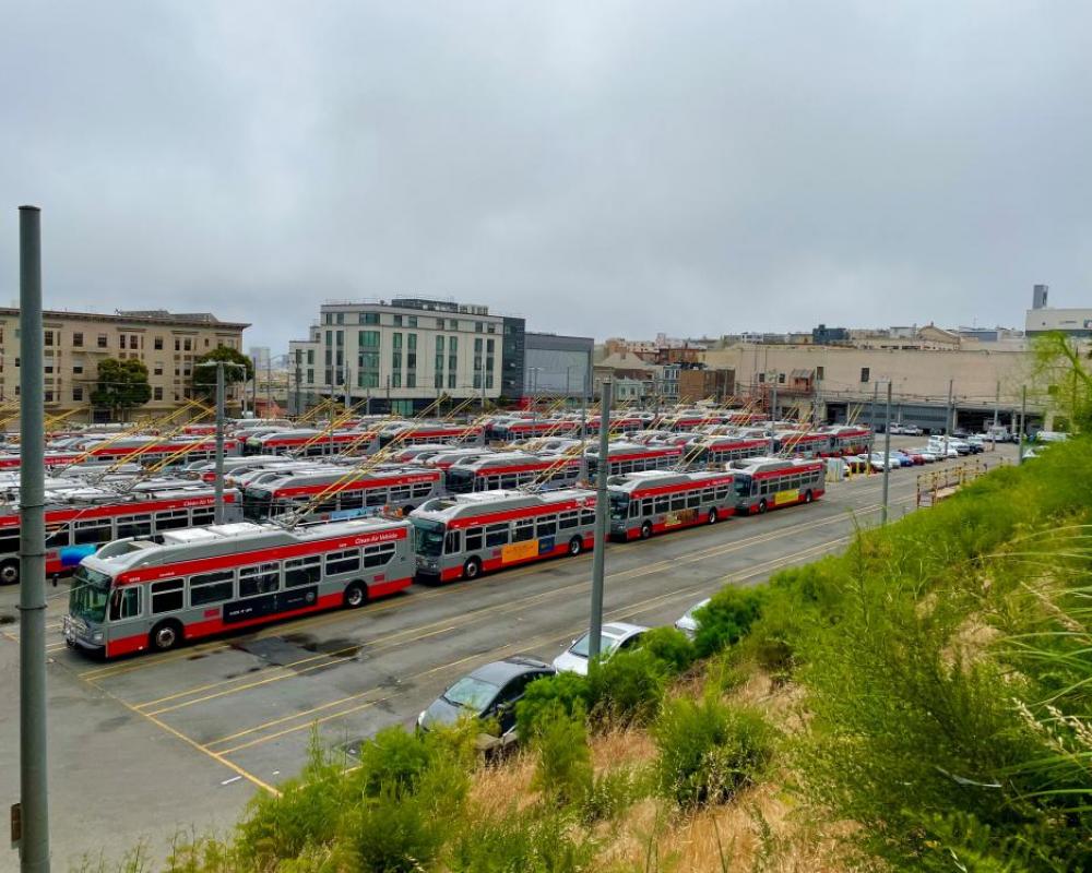 Trolley fleet at Presidio Bus Yard