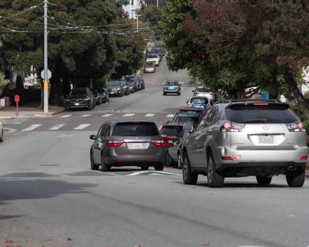 Example of a speed cushion in San Francisco