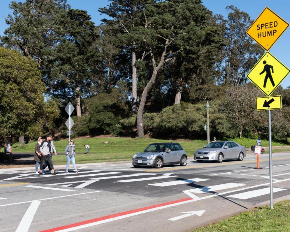 Example of a raised crosswalk in San Francisco