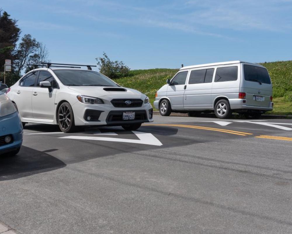 Example of a speed hump in San Francisco