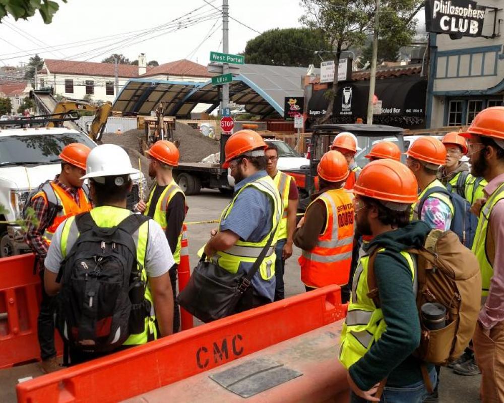 Photo of interns at construction site