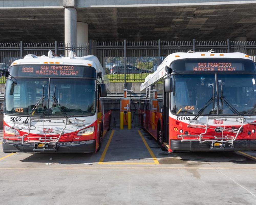 New battery electric buses are charging at Woods Yard