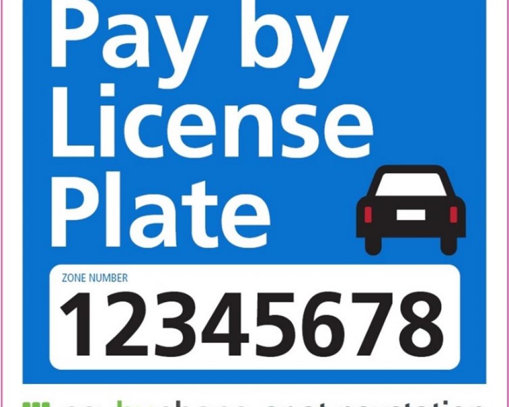 Pay by License plate meter sign