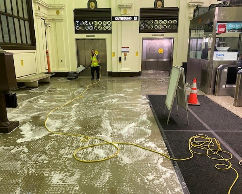 SFMTA Building and Grounds teams give Forest Hill Station a deep Clean