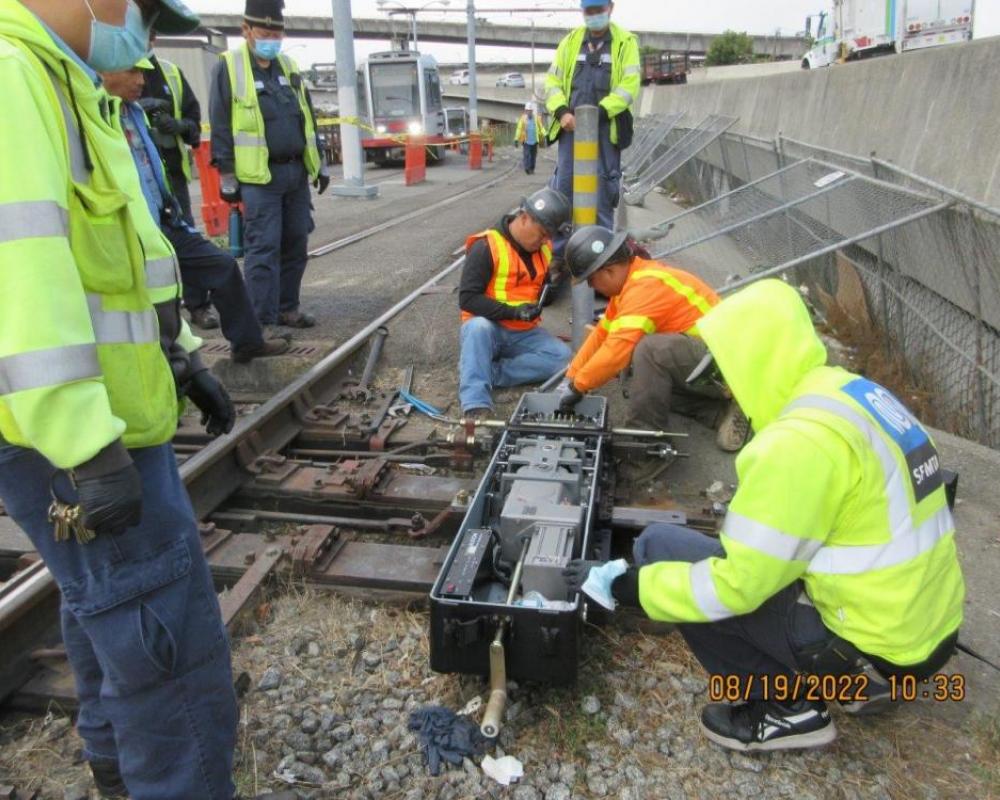 MOW personnel install a new switch machine to make trains safer, faster, and more reliable.