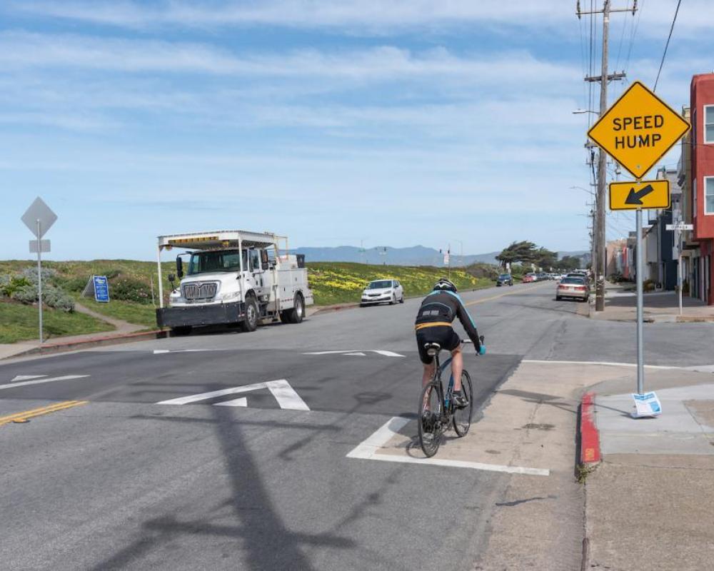 Speed Hump at Lower Great Highway and Ortega