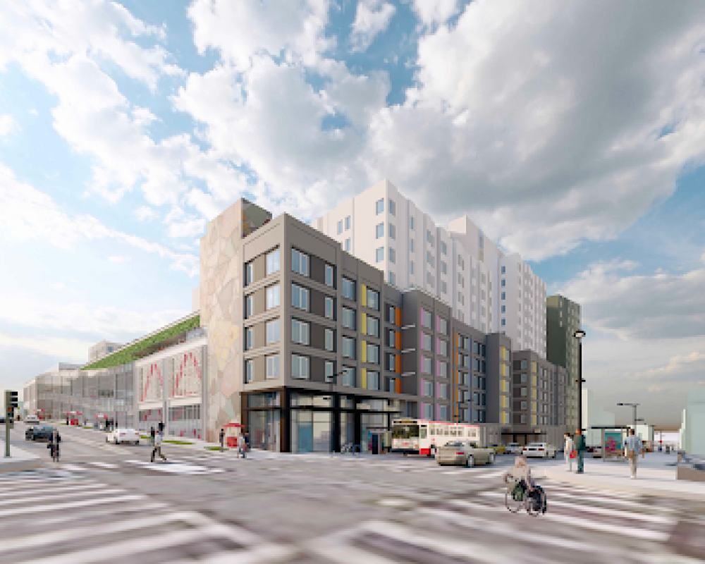 Rendering of the proposed housing along Bryant Street with all-family affordable housing