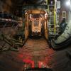 A mining service vehicle enters TBM Mom Chung during southbound tunnel construction.