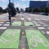 Green-backed sharrows at an intersection