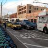 Photo of Townsend Street congestion - November 2016 with many vehicles stopped in the bike lane