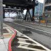 two vehicle travel lanes on Lefty O'Doul Bridge