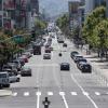 A view of Howard Street at 4th Street w/ vehicles heading westward