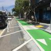 Protected bike lane on Folsom near 8th Street (2018 near-term improvements)