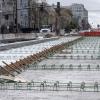 Photo of roadway under construction with cement base with rebar on Van Ness Avenue