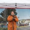 Utopia Hammond recites spoken word at the post-ceremony community celebration
