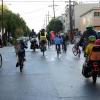 Kids and people biking on Page Slow Street on their way to school