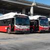 New battery electric buses are charging at Woods Yard