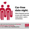 Muni Moves You ad promoting "Car-free date night." with the Muni logo transformed into a couple holding hands