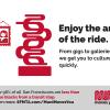 Muni Moves You ad promoting "Enjoy the art of the ride" with the Muni logo transformed into a modern art sculpture