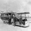 Clay Street Hill Railroad Cable Car Dummy 11 and Trailer 14 at Clay Street and Van Ness Avenue with Andrew Hallidie Circa 1877