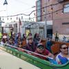 Passengers riding Muni's boat tram