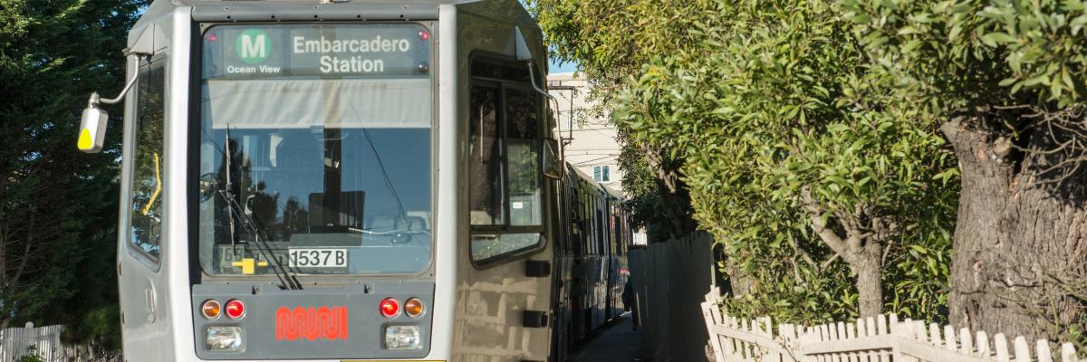 M Ocean View train entering Rossmoor Drive private trackway