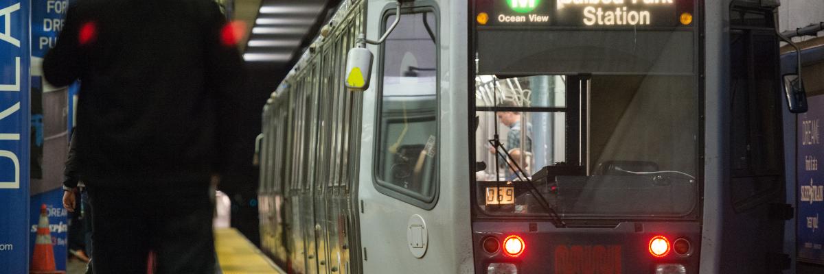 M Ocean View train inside the Muni Metro subway