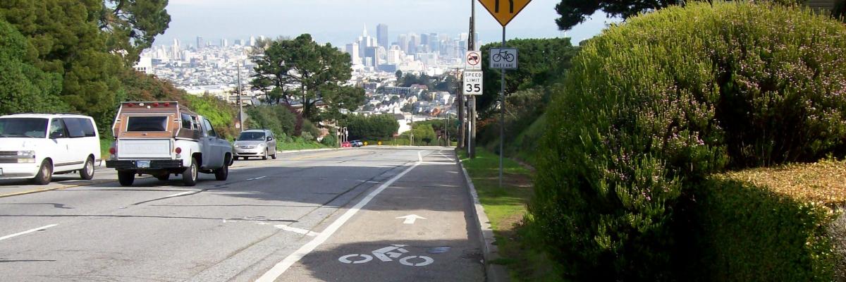 Clipper Street facing downhill towards Douglass Street 