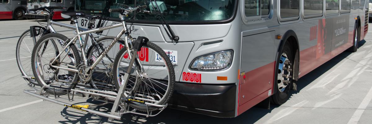 Bikes on rack on front of Muni bus